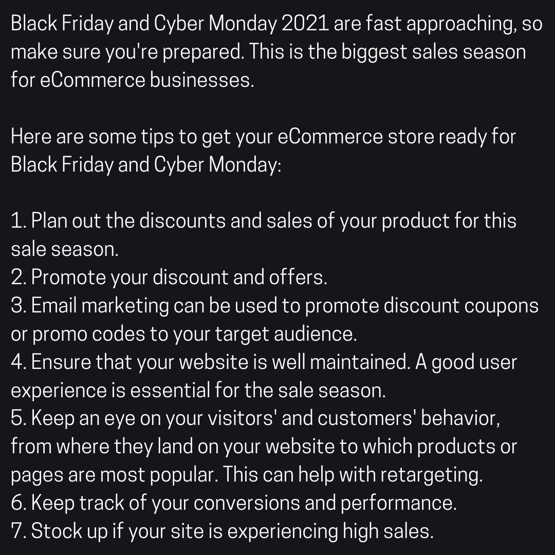 mavenecomm's tweet photo. I hope these steps will help you with your sales time. Email us at ask@mavenecomm.in if you would like us to improve your eCommerce site.
#ecommercebusiness #onlinemarketing #marketingstrategy #designagency #blackfriday #cybermonday #cyberweekend #cyberweekendsale
#mavenecomm https://t.co/gRvezj48ae