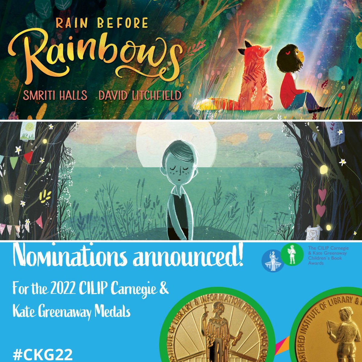 Absolutely Over The Moon that both ‘A Shelter For Sadness’ and ‘Rain Before Rainbows’ have been nominated this year. Congratulations @Bridgeanne and @SmritiPH It was a big huge giant honour to be asked to draw your beautiful books xxx  ❤️😊 #CKG22 @CILIPCKG