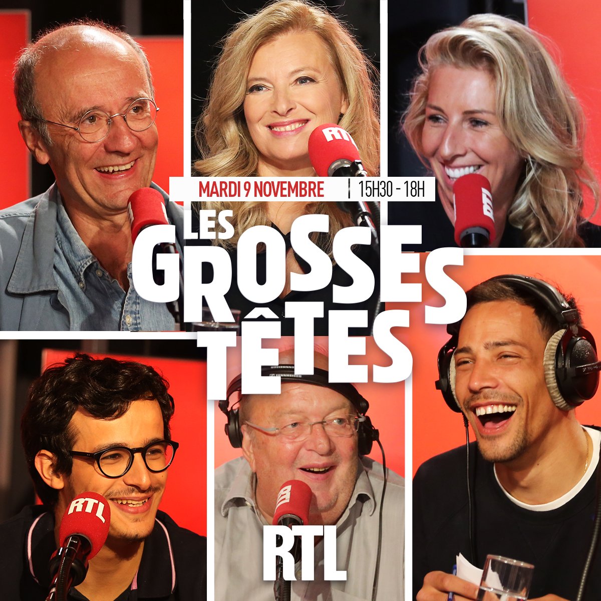 Les Grosses Têtes (@grossestetesrtl) on Twitter photo 💡🖋🤓✒📝🍔 Bonjour à tous ! Découvrez #LesGrossesTêtes du mardi #9novembre. Autour de <a href="/ruquierofficiel/">Laurent Ruquier</a> aujourd’hui : <a href="/gael_tchakaloff/">Gaël Tchakaloff</a>, <a href="/steevy_boulay/">Steevy Boulay</a>, <a href="/BernardMabille/">Bernard Mabille</a>, <a href="/valtier/">Alfredo Valtier</a>, #PaulElKharrat, <a href="/GeluckOfficiel/">Philippe Geluck</a>. ⏰ Rendez-vous à 15h30 sur <a href="/RTLFrance/">RTL France</a> ✅. 💡🖋🤓✒📝🍔 Bonjour à tous ! Découvrez #LesGrossesTêtes du mardi #9novembre. Autour de <a href="/ruquierofficiel/">Laurent Ruquier</a> aujourd’hui : <a href="/gael_tchakaloff/">Gaël Tchakaloff</a>, <a href="/steevy_boulay/">Steevy Boulay</a>, <a href="/BernardMabille/">Bernard Mabille</a>, <a href="/valtier/">Alfredo Valtier</a>, #PaulElKharrat, <a href="/GeluckOfficiel/">Philippe Geluck</a>. ⏰ Rendez-vous à 15h30 sur <a href="/RTLFrance/">RTL France</a> ✅.