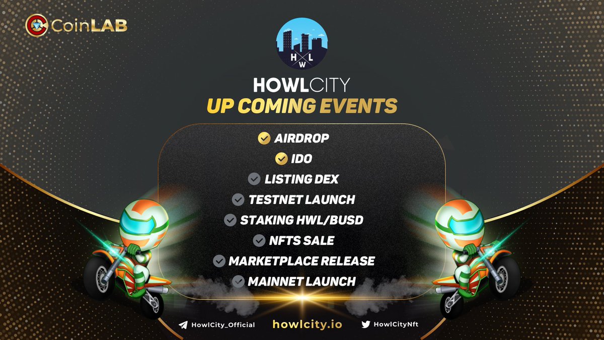 CoinLAB_Offi's tweet photo. What’s there this week at @HowlCityNft? Why should we #HODL $HWL for bigger benefits in the coming days? https://t.co/Bmo9uhEctH