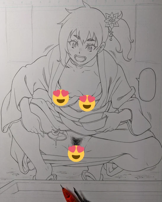 いい胸チラ&amp;マンチラ絵が描けた(もろ見えなので全然チラじゃないけど😅)
早く仕上げてみたい☺️ 
