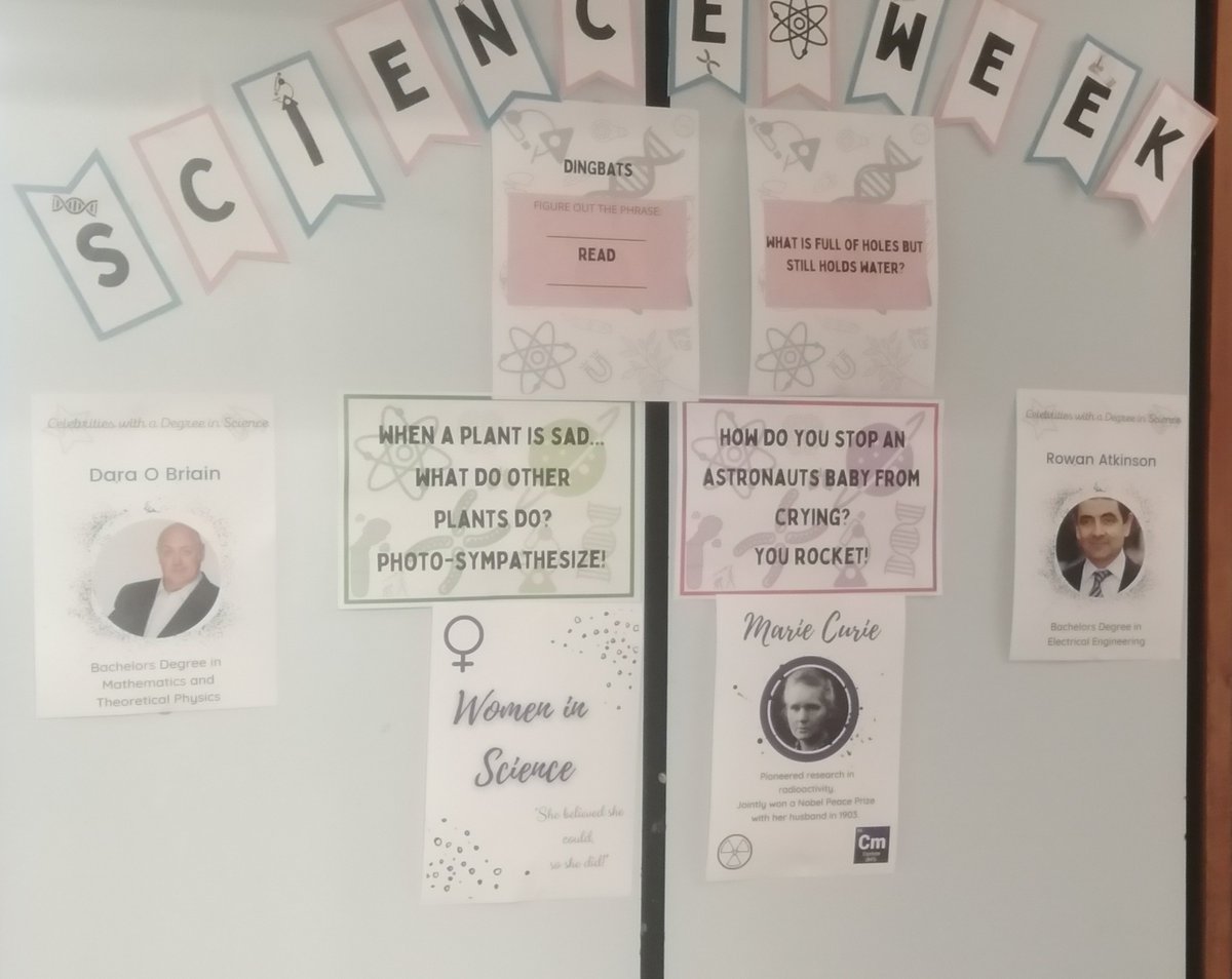 Lots of activities planned for Science Week in CCS. Don't forget to keep an eye outside the Biology Lab every day for updated jokes riddles and information. <a href="/CastlereaCs/">Castlerea CS</a> #ScienceWeek2021
