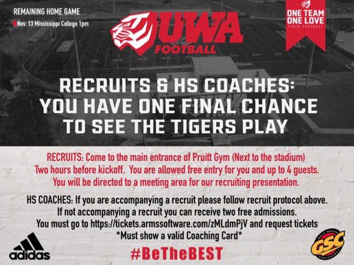 November 13 1:00 pm Tiger Stadium Let’s GOOOOOOO #OneTeamOneLove