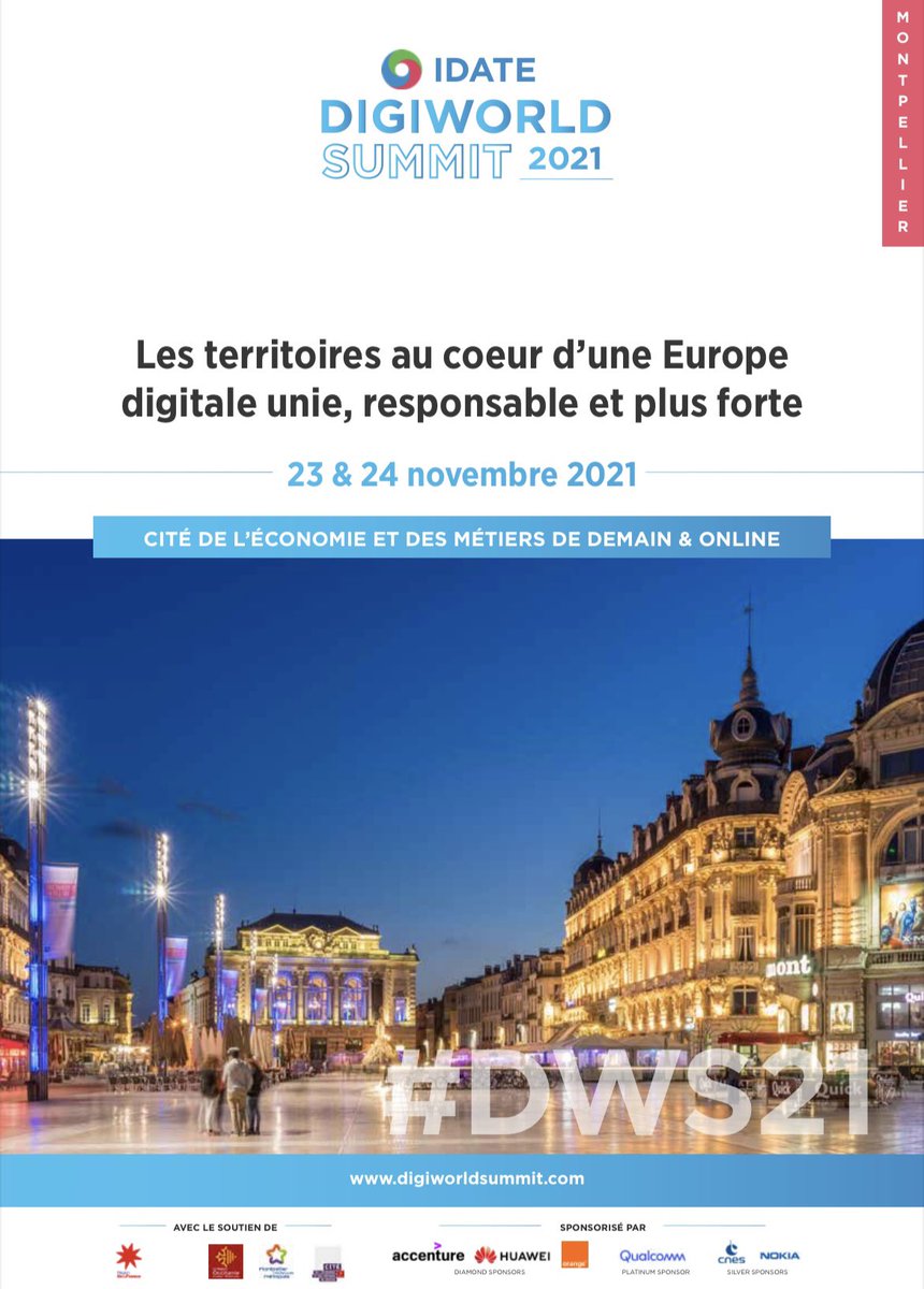 lethicia_twitt's tweet photo. [SAVE THE DATE] 23 et 24 novembre @IDATEDigiWorld @Montpellier3m ➡️ table ronde « Territoires X.0 : rôle du numérique dans le développement économique et social » avec @caissedesdepots @ENGIEgroup @mozarkglobal @Qualcomm_FR @CirilGroup @SharelockDatavz #DWS21 #collterr #data https://t.co/pNZy77SgCt