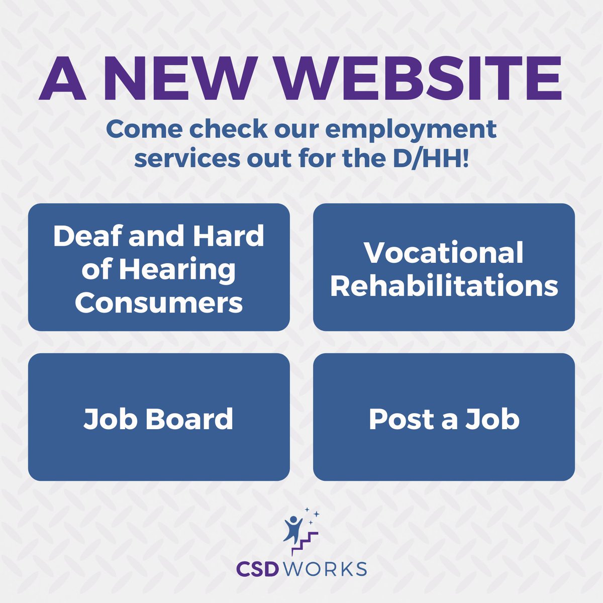 ThisIsCSD's tweet photo. #CSDWorks is providing employment support for all D/HH people who have VR Counselors in Minnesota, Washington, or California!
Whether you want to find a job or post a job, CSD Works has the tools to make it happen. Get in touch with us at https://t.co/tymPfIHmL7! https://t.co/ExPGXNkHbb