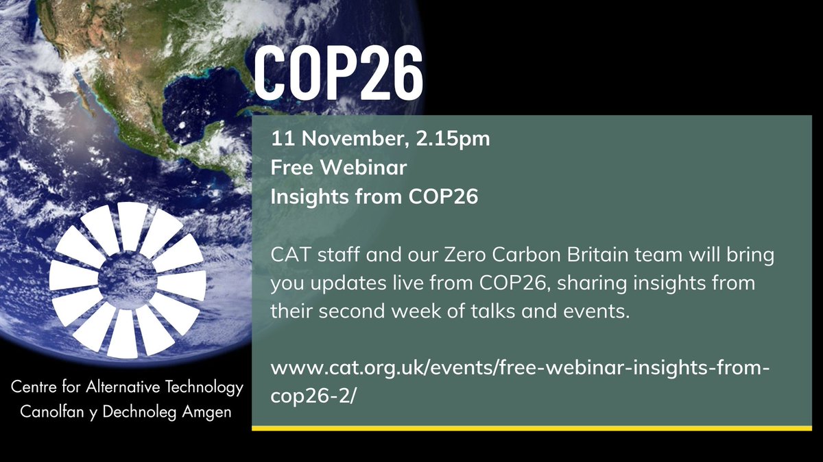 centre_alt_tech's tweet photo. We’re sharing expertise from Wales and learning from people across the globe at #COP26. 

Join our free webinar for updates from the CAT team on the ground. 

Runs 2.15pm Thursday 11 November 2021
https://t.co/FHV1qaJTOQ https://t.co/yS5RUTPIA7