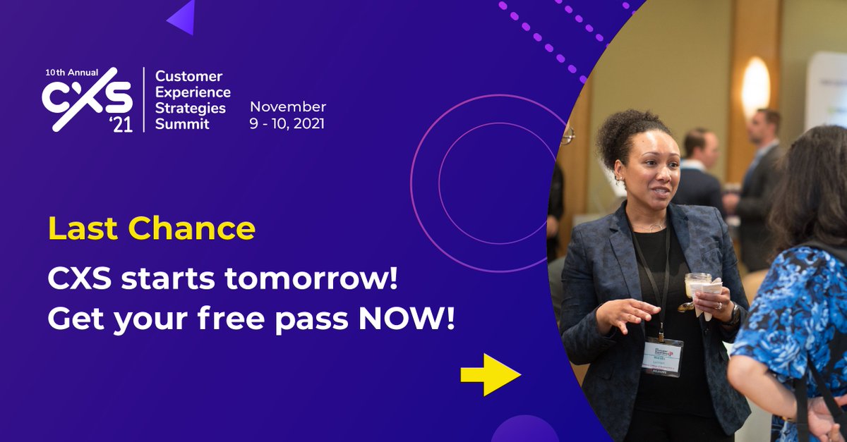 CXToronto's tweet photo. We found a few more free passes hidden, grab one before #CXS2021 starts tomorrow! 450+ CX professionals, 30+ industry-expert speakers, 10+ hours of networking, 100% free - this seems like a no brainer! https://t.co/k3q4r0l5S0

#customerexperience #customersuccess #CX https://t.co/zsoXnO1wuh