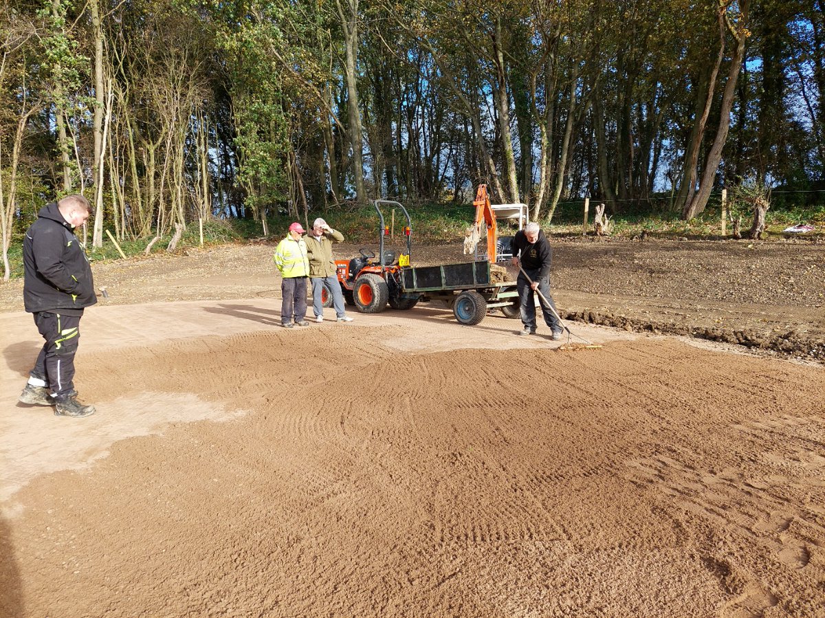 There is no substitute for a hand raking to get the surfaces of the new green just right but you have to have a good eye for it as we are doing here on a self-build golf course project. #steveritsongolfarchitect #greentygerdesign #golfcoursearchitect  #golfacademydesign
