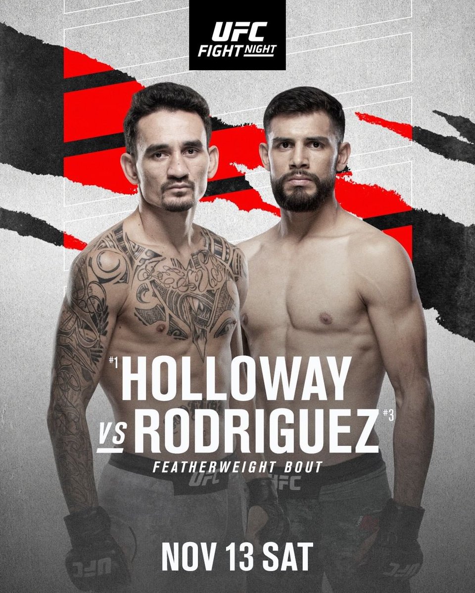 🚨THIS SATURDAY🚨

Anyone, any, eh... EVERYONE, EVERY TIME, EVERYWHERE 👇🏻

UFC Fight Night on @espn +
Holloway vs Rodriguez
11.13.21: Las Vegas 
Main: 4pm ET / 1pm PT / 11am Hawaii Time

#DaddestManOnThePlanet
⚡⚡⚡🤙🏻