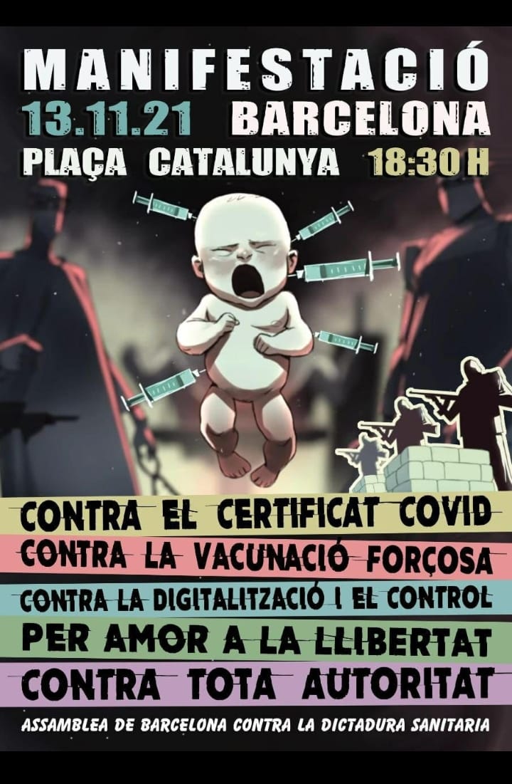 Democradictadur's tweet photo. Este sábado toca gritar un poco unidos en Barcelona
#plandemia #dictadura #contravacunas #covid #fakenews #veneno #estadopolicial #covidiotas #stoptv #lateleeselvirus #pandemia #certificadocovid #neonazismo #manifestacion #barcelona #covid19 #libertad https://t.co/W4yQdrVMPh