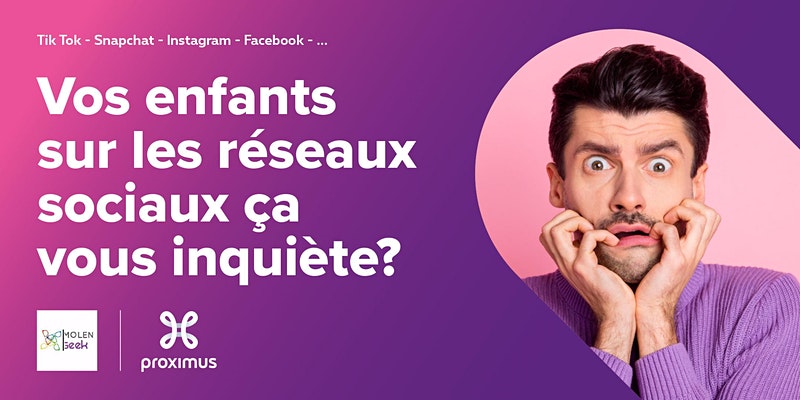 XavDek's tweet photo. Vos enfants sur les réseaux sociaux ça vous inquiète ? Participez ce mercredi à 15h à L'Atelier MolenGeek dans le Proximus Shop Brussel et découvrez comment apprendre à vos enfants à gérer les réseaux sociaux. Inscriptions 👉 https://t.co/MOCImApU8R https://t.co/N8uSDIpyqI