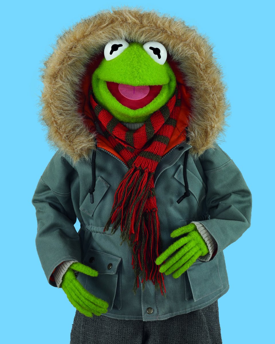 KermitTheFrog's tweet image. As the weather gets colder, even we cold-blooded amphibians need to bundle up. It's not easy bein' green, but it's even worse bein' blue and frozen!