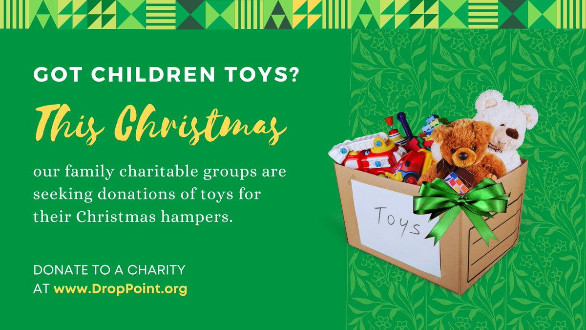 DropPointHQ's tweet image. Your children have outgrown their toys? This Christmas our charities are accepting donations of toys for their Christmas hampers and other charitable projects to support children.  Find out how you can help at DropPoint. #toys #christmas #givingseason #charity #children #donate