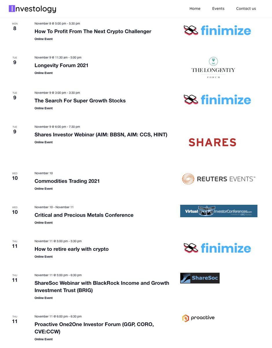 INVESTOR EVENTS: 8-14 Nov

This week it's #TalkMoney week and there's lots of events and resources being shared - go take a look!

Below are this week's events, sign up links at: investology.org/events/list/

#investorevents #personalfinance #money