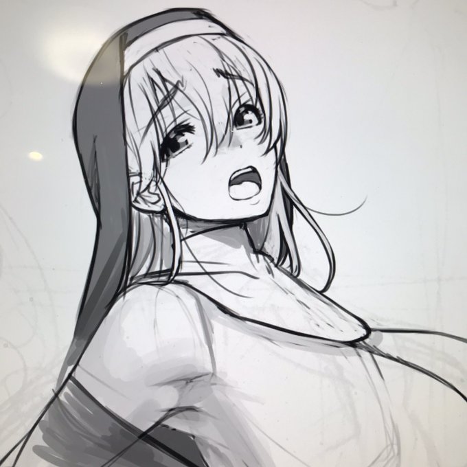 来月更新分のラフをぼちぼち進めてます。腕掴まれての仰け反り立ちバック_φ(・_・ 