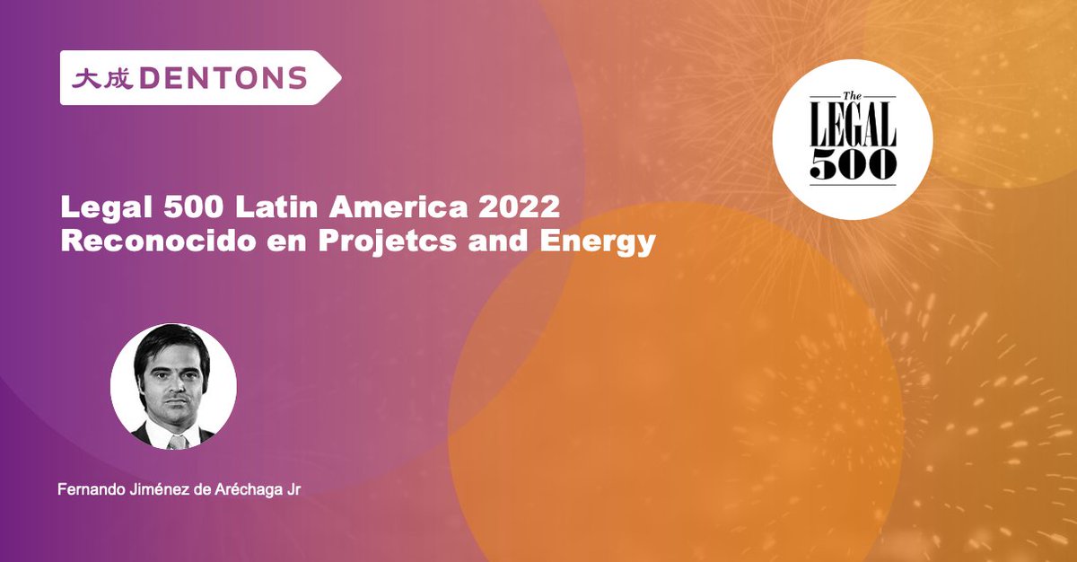 DentonsJimenez's tweet photo. @fanajimenezdea ha sido reconocido en Projects and Energy por @thelegal500 en su ranking Latin America 2022.

#legal #latinamerica #ranking #legal500 #projects #energy #uruguay #dentons #dentonsjda https://t.co/wYJoXXCe3C