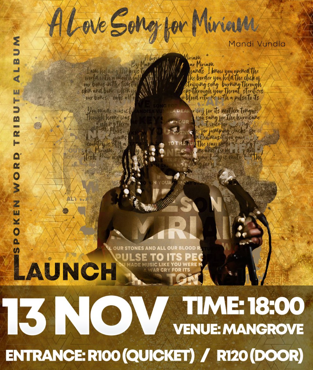 COMPETITION: @MandiVundla finally launches her debut spoken word poetry album: #ALoveSongForMiriam.

Here’s a chance to win yourself a double ticket to the launch. Drop a line from the title poem and share the event page with your friends.