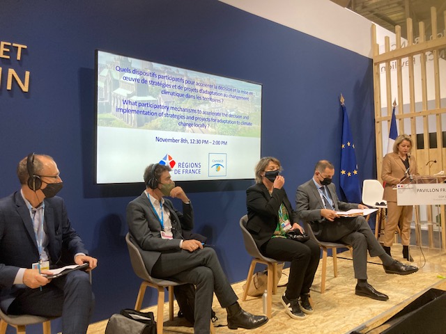 Regionsdefrance's tweet photo. Au Pavillon France de la #COP26, la ministre @barbarapompili  salue "l'action des régions françaises pour la concertation locale et la participation citoyenne...les régions sont la bonne échelle d'action dans la lutte contre le changement climatique." https://t.co/96t4r5BVbi
