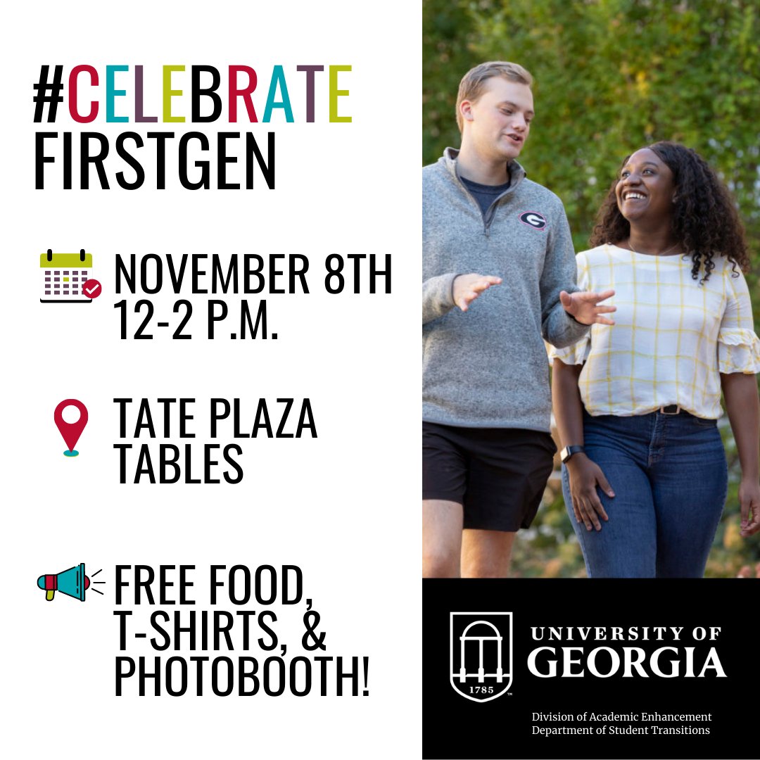 UGA_GAAME's tweet image. Today is the National First-Generation College Student Celebration Day! Find events, information, and ways to support first-gen college students here:

firstgen.uga.edu

#FirstGenDawgs #ProudToBeFirstGen #FirstGen #FirstGenCelebrationDay