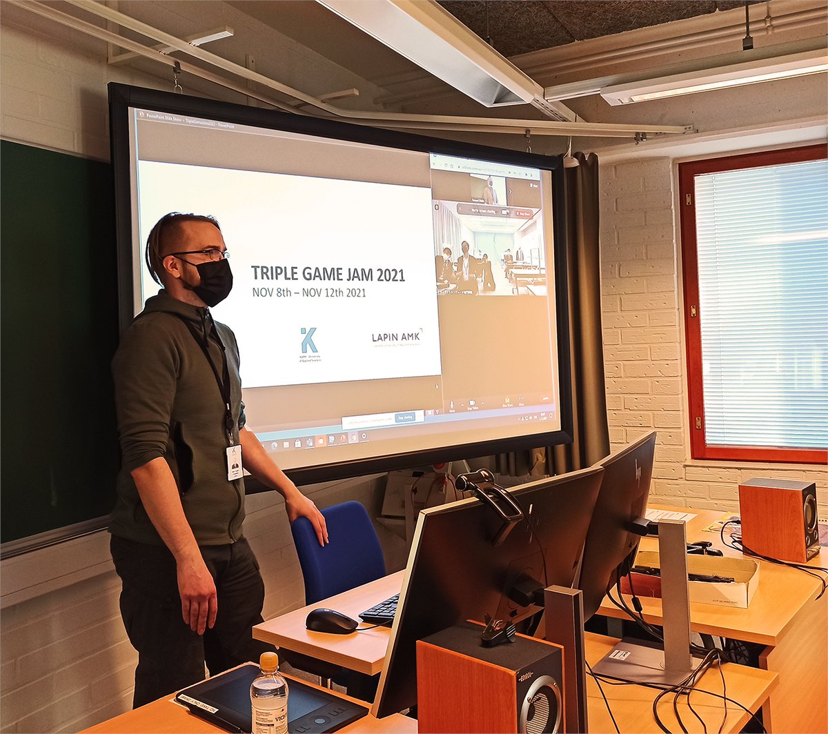 An international #gamejam event started today. KAMK, <a href="/LapinAMK/">Lapin AMK - Lapland UAS</a> and <a href="/TRIDENT_IT/">トライデントコンピュータ専門学校</a> are holding a week-long event, where student teams from the partner schools will trade game projects each day, working on a total of 8 games in 72 hours of working time.

#kamk #lifeatkamk #gamedev