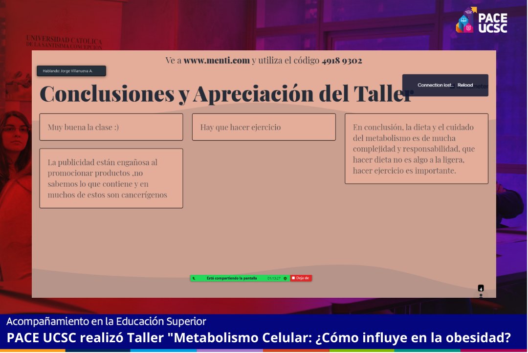paceucsc's tweet image. Conocer la importancia vital del Metabolismo Celular para el sostenimiento de la vida en el planeta, fue parte del taller académico con estudiantes de la UCSC.
Una nueva instancia de acompañamiento y aprendizaje, para quienes tienen asignaturas del área de las ciencias.