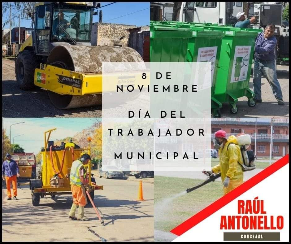 antonello_raul's tweet photo. En el día de las y los trabajadores municipales, saludamos a quienes con  compromiso y vocación desempeñan la labor de estar al servicio de las y los vecinos de Villa Gobernador Gálvez. https://t.co/DkjQg2m55f