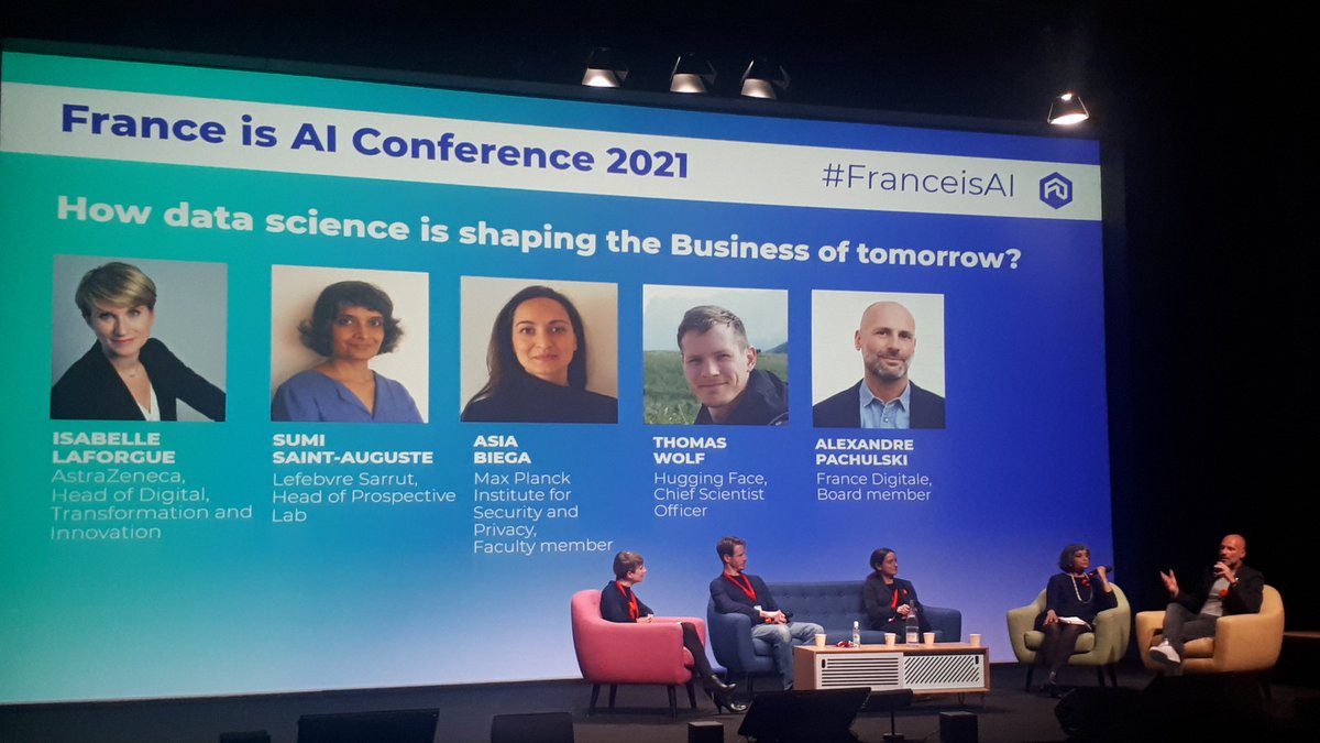 Samah Ghalloussi (@samahnlp) on Twitter photo #FranceIsAI Great round table with <a href="/Thom_Wolf/">Thomas Wolf</a> <a href="/huggingface/">Hugging Face</a>
<a href="/SumiStAuguste/">Sumi Saint Auguste</a> <a href="/LSLeLab/">Lefebvre Sarrut Le Lab</a>
<a href="/asia_biega/">Asia Biega</a> <a href="/mpi_inno_comp/">Max Planck Institute for Innovation & Competition</a>
@isabellelaforgue <a href="/AstraZeneca/">AstraZeneca</a>
<a href="/apachulski/">Alexandre Pachulski</a> <a href="/FRdigitale/">France Digitale</a>
How is data science shaping the business of tomorrow? #FranceIsAI Great round table with <a href="/Thom_Wolf/">Thomas Wolf</a> <a href="/huggingface/">Hugging Face</a>
<a href="/SumiStAuguste/">Sumi Saint Auguste</a> <a href="/LSLeLab/">Lefebvre Sarrut Le Lab</a>
<a href="/asia_biega/">Asia Biega</a> <a href="/mpi_inno_comp/">Max Planck Institute for Innovation & Competition</a>
@isabellelaforgue <a href="/AstraZeneca/">AstraZeneca</a>
<a href="/apachulski/">Alexandre Pachulski</a> <a href="/FRdigitale/">France Digitale</a>
How is data science shaping the business of tomorrow?