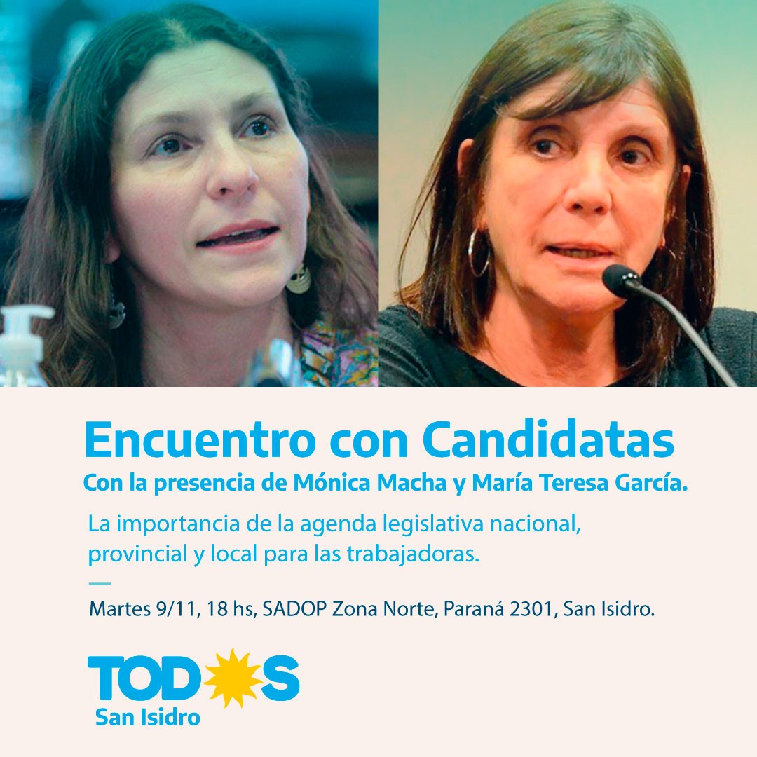 UC_SanIsidro's tweet photo. ☀️Encuentro con candidatas, junto a @MoniMacha y @TereGarciaOK

📅Mañana martes 9/11, 18 hs.

¡Te esperamos!

#ArgentinaAvanza #SÍ #SanIsidro ❤️ https://t.co/ZNeXogaMmK