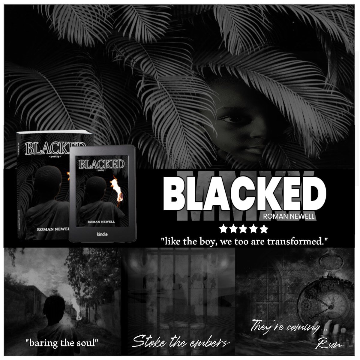 BLACKED 
⭐️⭐️⭐️⭐️⭐️
by: Roman Newell

Genre: Poetry 

➤ bit.ly/35YIylu

#Blacked #poetry #journey #poetsandauthorswelovetoread #poetsandauthorswelovetofollow #darkpoetry #poetrylovers #poetryreaders #readersofinstagram #readingpoetry #poetryrecommendations #bookreviews