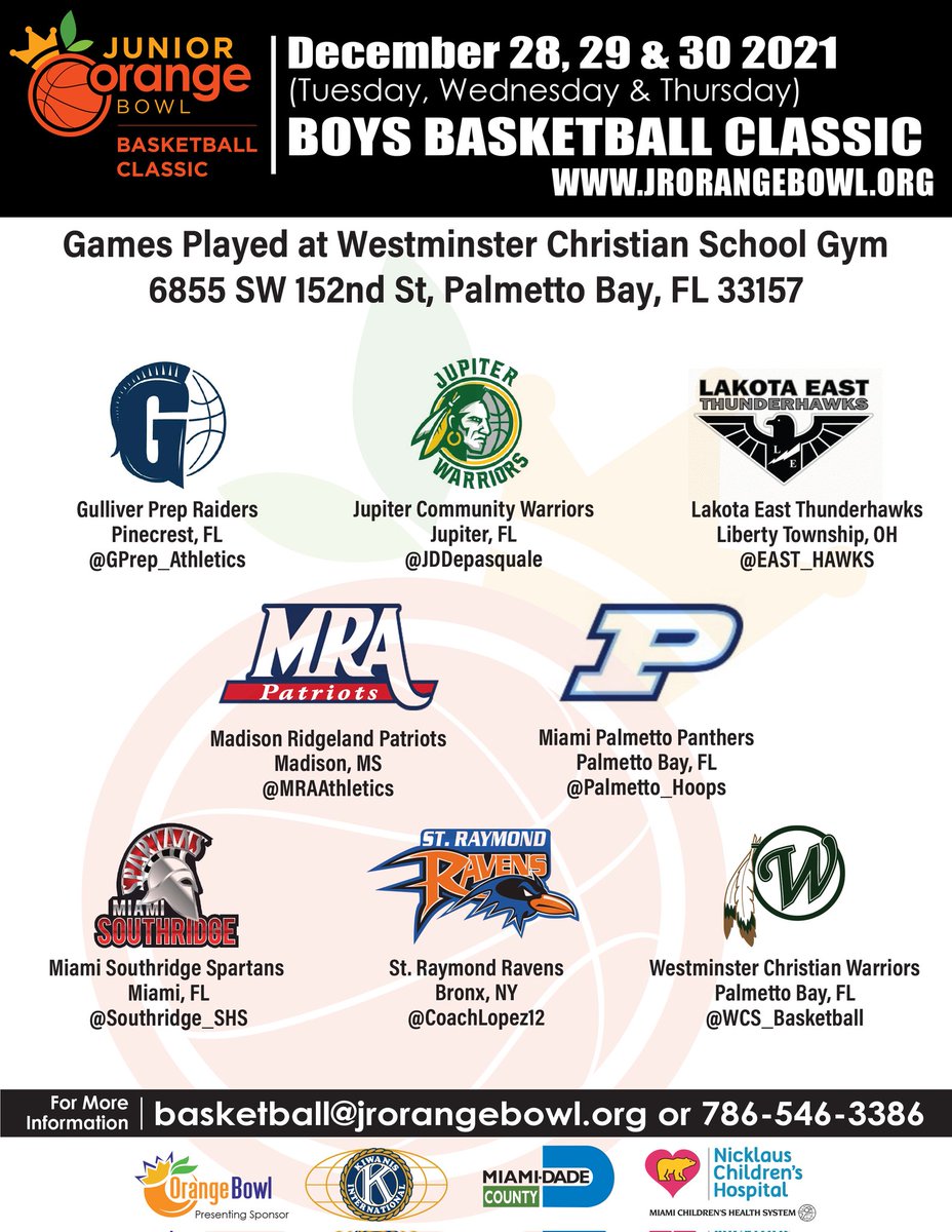 Junior Orange Bowl Classic teams for this year. #PNation #PalmettoHoops