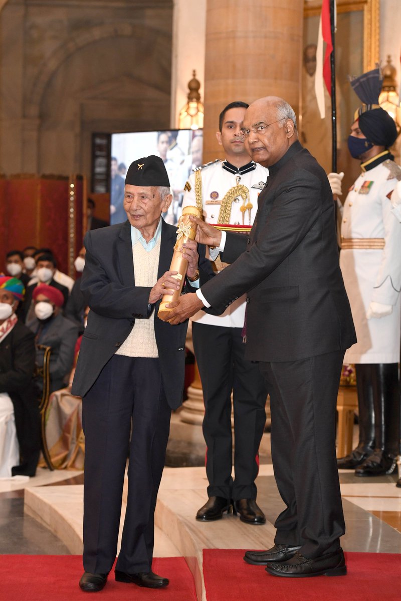 rashtrapatibhvn's tweet photo. President Kovind presents Padma Shri to Shri Lil Bahadur Chettri for Literature and Education. He is an eminent writer of Nepali language. He is actively associated with several social, educational, literary and cultural organisations. https://t.co/PjpEWraol2