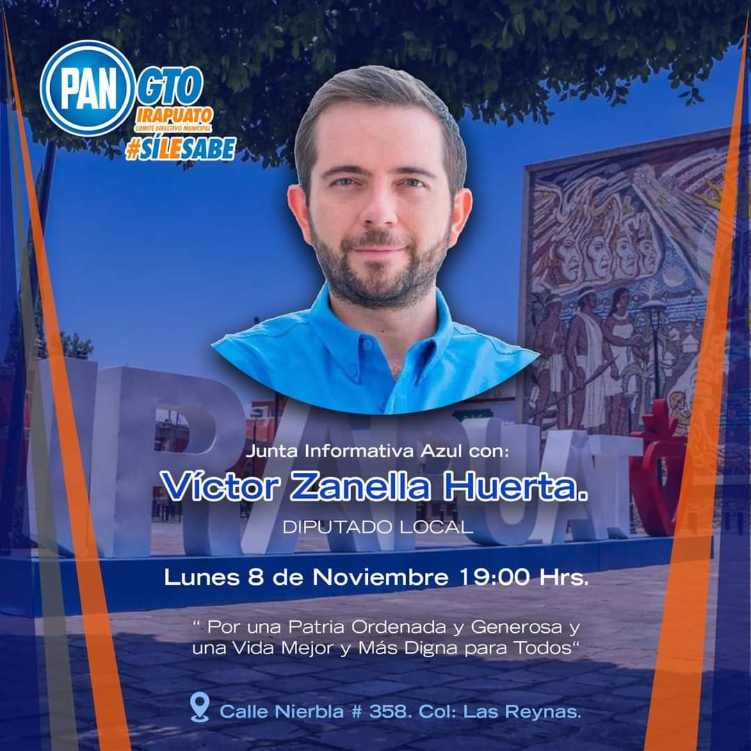 PANIrapuato's tweet photo. ¡Es hoy, es hoy, es hoy! 🎶
#JuntaInformativaAzul con @VictorZanella https://t.co/JnWypyvsfI