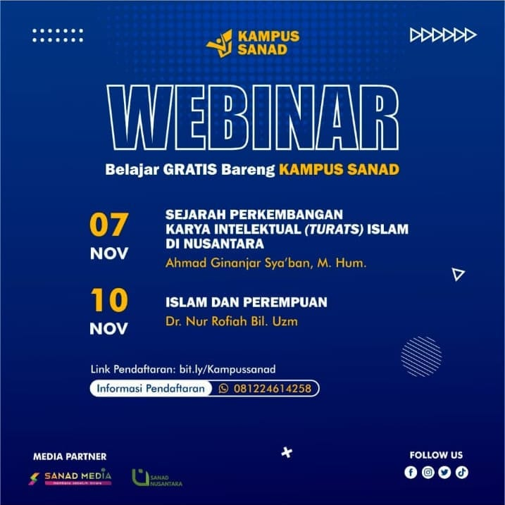 #dirumahaja tetap produktif bareng <a href="/kampus_sanad/">kampus_sanad</a>
Yuk, di catat aja jadwalnya.

10 November 2021

ISLAM DAN PEREMPUAN
Dr. Nurofiah Bil. Uzm (Dosen Pascasarjana Perguruan Tinggi Ilmu Al-Qur’an dan Tafsir PTIQ Jakarta)