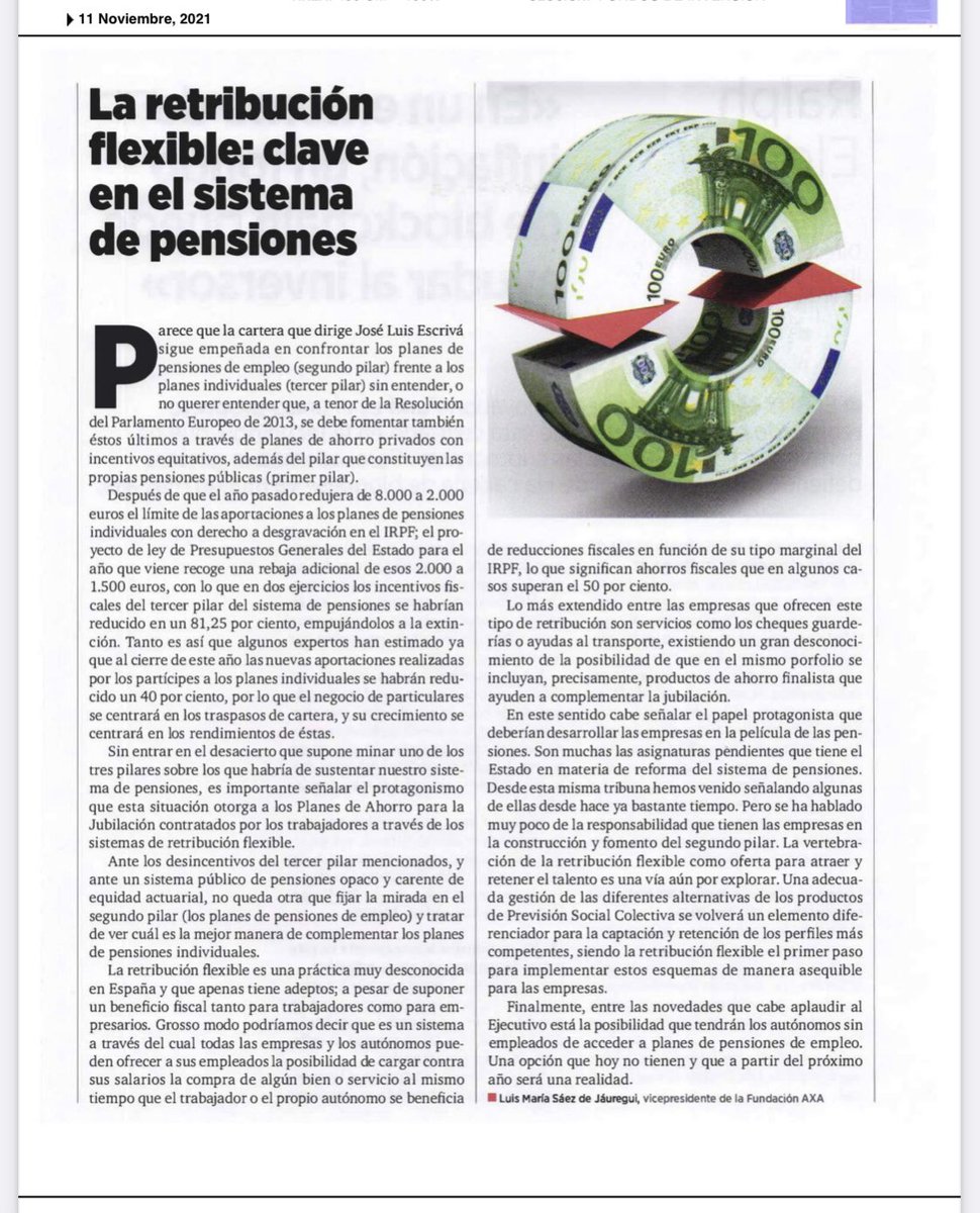 📣 #Artículo (2021): “La retribución flexible: clave en el sistema de pensiones”. <a href="/leainversion/">Revista Inversión</a>  <a href="/finanzascom/">finanzas.com</a> Inversión y Finanzas, nº 1260. Pág. 55.
🌐
Léelo aquí: