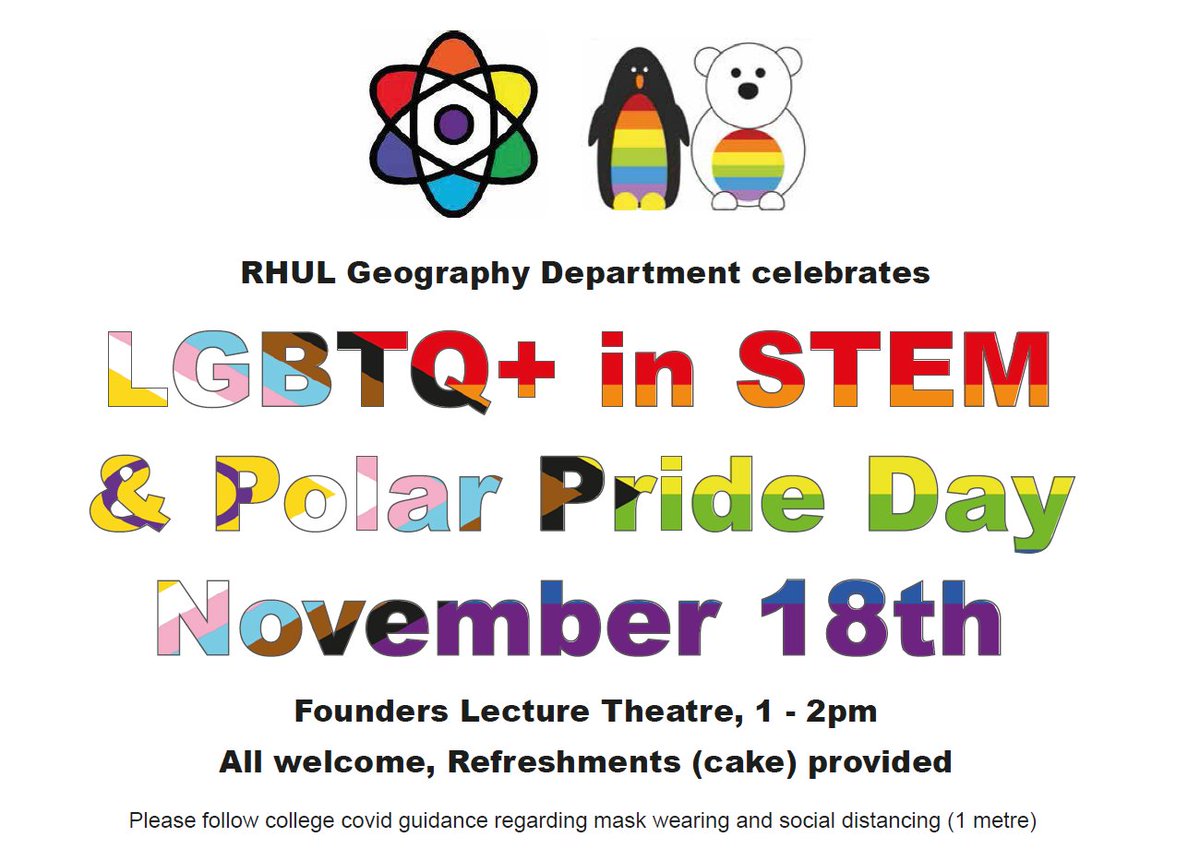 All welcome to celebrate #PolarPride &amp; #LGBTQinSTEM with <a href="/RHULGeography/">RHULGeography</a> on 18th November (real penguins not included!)
