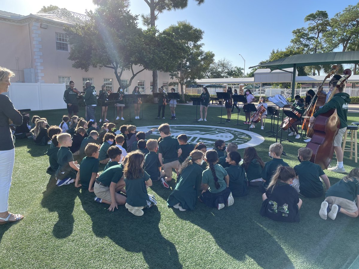On a beautiful 66° fall morning the #PCUpperSchool #PCOrchestra hosted an impromptu performance for #PCGrade2 on the playground. #PCNurturing