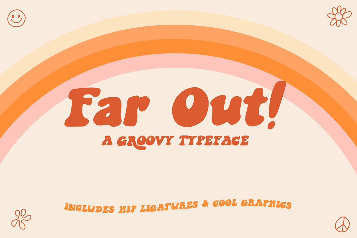 DavidZydd's tweet image. Far Out! - A Groovy Typeface creativemarket.com/midnightgrim/3…  #moderntypography #mikela #1970 #neutralcolor #handdrawn #classy #extras #women #europian #cooking #feminine