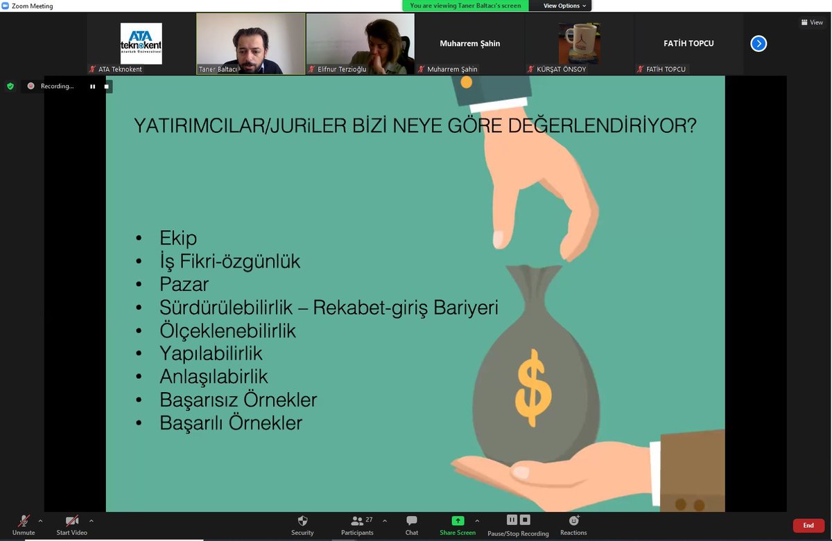 Eğitmen Taner Baltacı tarafından gerçekleştirilen Yatırım Süreçleri ve Pitching Eğitimimizi tamamladık. Tüm katılımcılarımıza teşekkür ederiz.