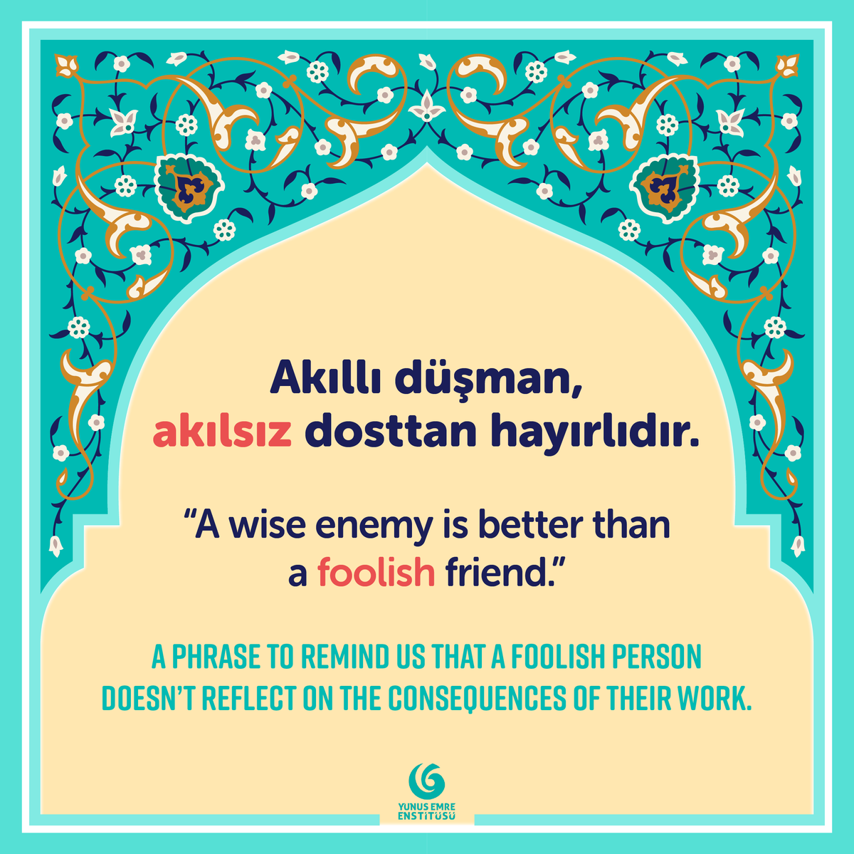 yeeamerika's tweet photo. 🇹🇷 ❝Akıllı düşman, akılsız dosttan hayırlıdır❞

🇺🇸 ❝A wise enemy is better than a foolish friend❞

#MerhabaMonday #TurkishIdioms 
#NewLanguage #TurkishCulture https://t.co/HBW7rmHbKo