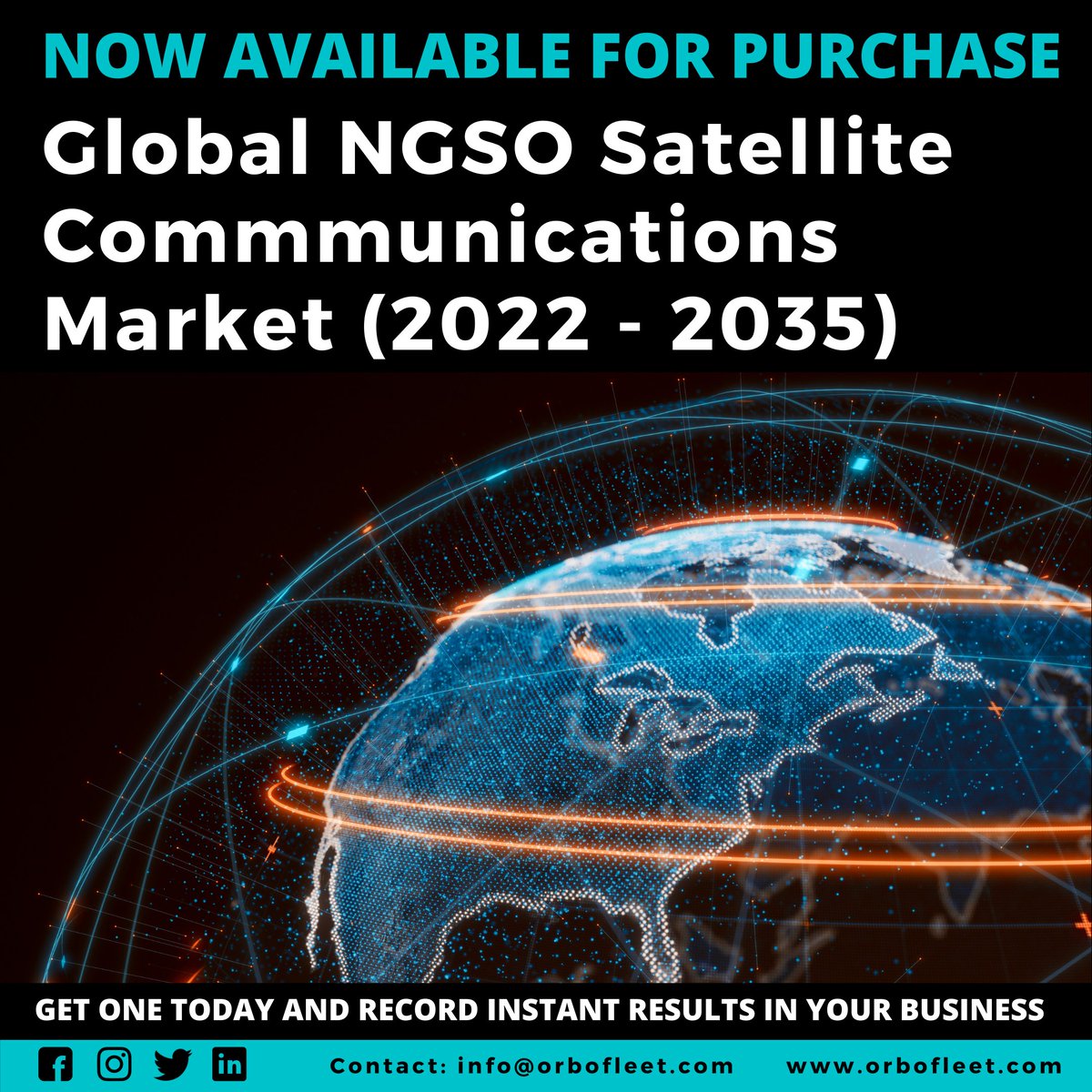 orbofleet's tweet photo. ICYMI
Our latest Global NGSO #Satellite #Communications #market report is available for direct purchase. To receive more insights check full #PressRelease: https://t.co/qO4HI1LvsX
For more info on the report &amp; purchasing process, contact us at: info@orbofleet.com
#orbofleet https://t.co/fUZ7OuiMs8