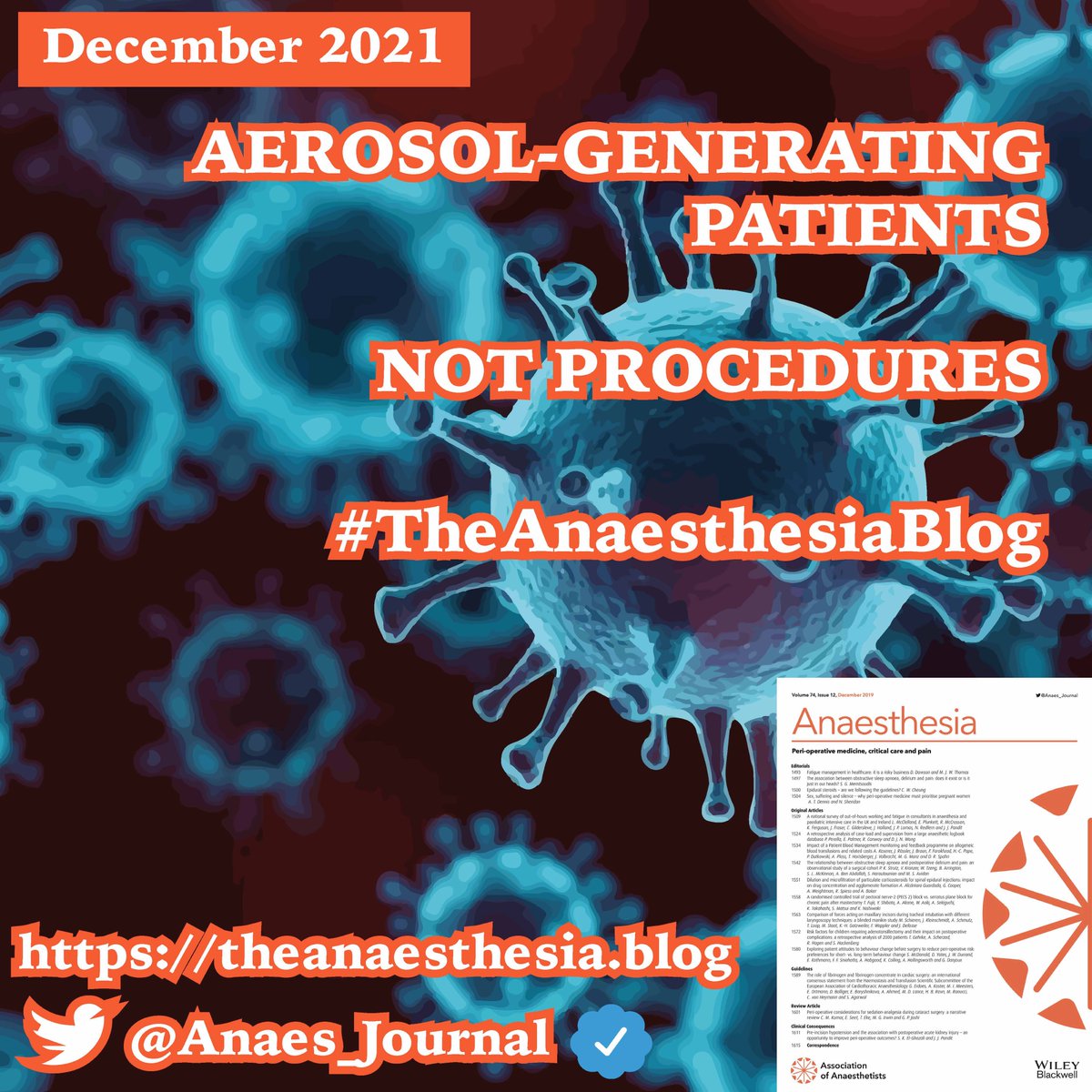 Anaes_Journal's tweet image. 🔐Aerosol-generating patients, not procedures.

&quot;...we remain a long way from truly acknowledging test-positive awake COVID-19 patients as ‘riskier’ to care for than test-negative patients undergoing elective surgery.&quot;

#TheAnaesthesiaBlog

🔗theanaesthesia.blog