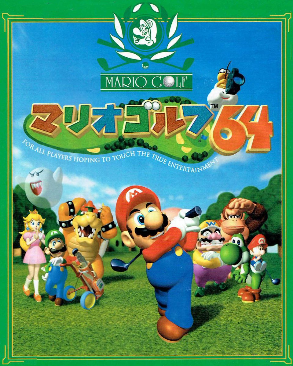 PSH_artarchive's tweet photo. The japanese #boxart for #MarioGolf / #MarioGolf64.
on the left: The clean full version, 300% upscaled.
on the right: The scanned box front of the japanese package for comparison (by @gameartarchive) https://t.co/n97HSksLNo