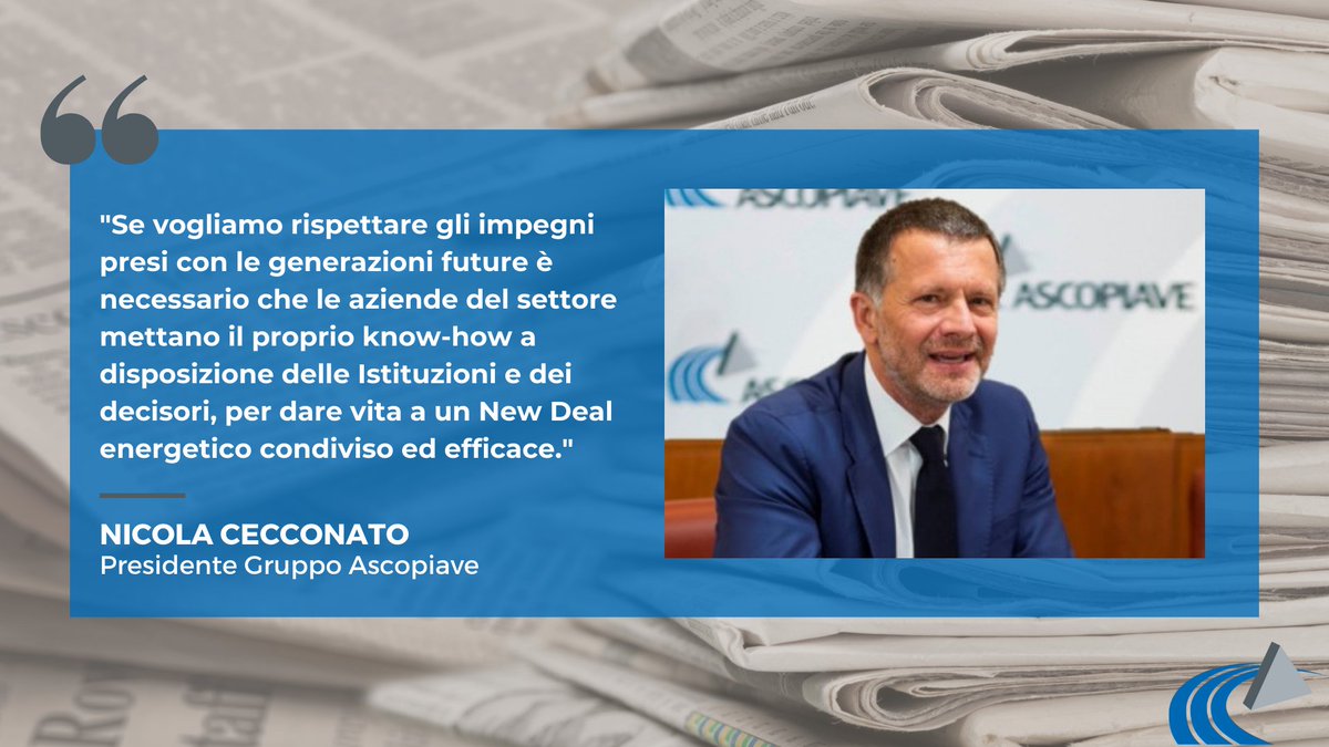 #TransizioneEnergetica: fondamentale aprire con i cittadini un dialogo privo di pregiudizi per un futuro migliore.
Nicola Cecconato, Presidente #GruppoAscopiave, su <a href="/sole24ore/">IlSole24ORE</a>: "Le utility territoriali al centro del New Deal energetico" ➡ bit.ly/3kg5LK6