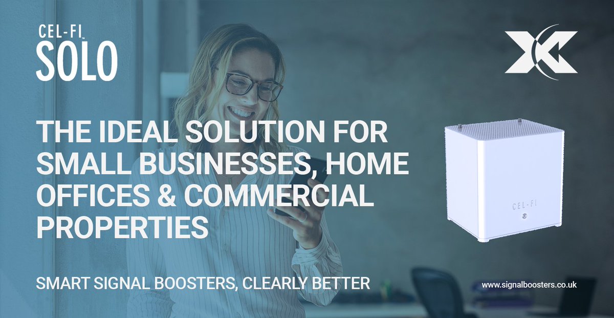 Signalboost_UK's tweet photo. With up to 100dB of gain, the Cel-Fi SOLO covers up to 16,000 ft² /1,500 m² of indoor space per system making it the ideal solution for small businesses, home offices, commercial properties &amp; larger residential properties. https://t.co/BqjqJ83OG6 #celfi #3g #4g #5g #connectivity https://t.co/RverL4z8LT