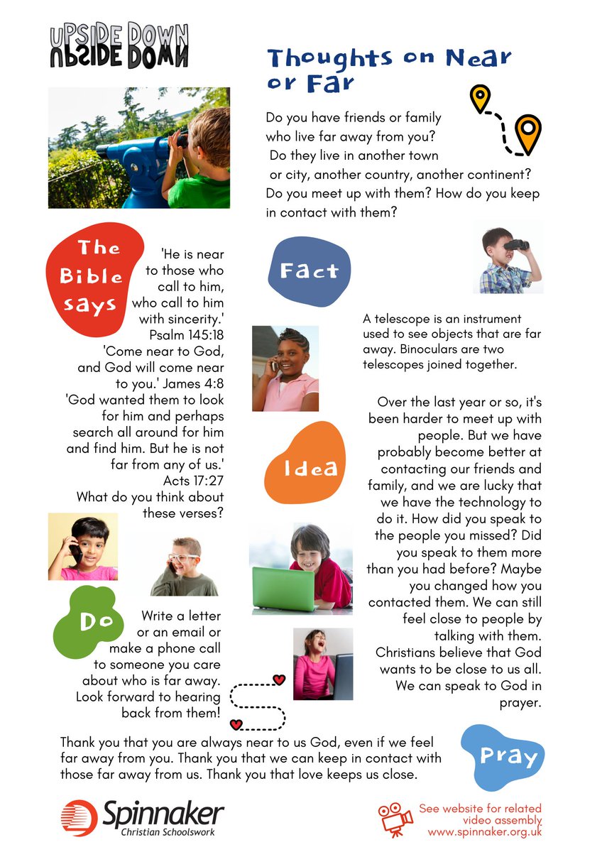 Spinnakertrust1's tweet image. #ThoughtsOn Near or Far: How do you keep in contact with friends and family who live far away? Do you meet up with them? Do you write, email, phone or video call? This reflection considers how we can stay close even when we are far away.

bit.ly/3G2Ridv

#ClassReflection