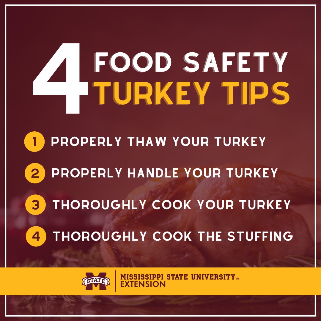 MSUExtService's tweet image. If you’re preparing the turkey for your family this Thanksgiving, keep these food safety tips in mind! The last thing you want is a foodborne illness.😵

🍗Learn more: ow.ly/a8hw50GHonj #ExtensionForRealLife #MSUext
