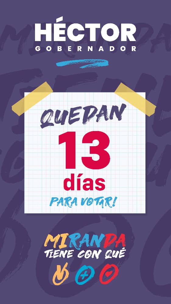 Solo 13 días para las #Elecciones2021 demostrando que #VenezuelaTieneConQué participa éste #21Nov #Miranda #VallesDelTuy #Barlovento #AltosMirandinos #LeeConLaFilven2021