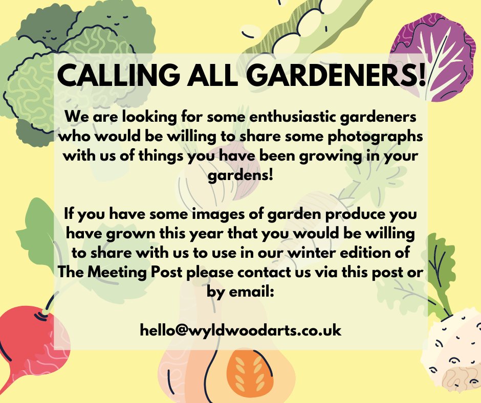 Do you have some images you'd be willing to share with us to use in our winter edition of The Meeting Post? If so, please contact us via the post or our email and we will get back to you!🥦🥕🍅 #community #wyldwood #forestofdean #gloucestershire #gardening #produce #winter