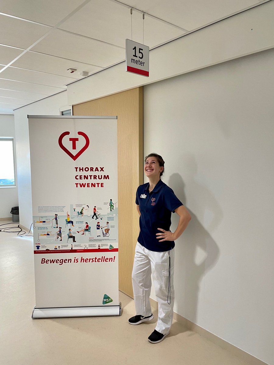 thoraxtwente's tweet photo. Bewegen is herstellen! Inzicht in dagelijkse #beweging door de afstanden op de gang te tonen. Dit innovatieve idee van de #fysiotherapeuten maakt het makkelijker en leuker voor patiënten van TCT om beweegdoelen te halen. Zo komt het ontslag met meters dichterbij. @ziekenhuisMST https://t.co/s8DapQUuFa