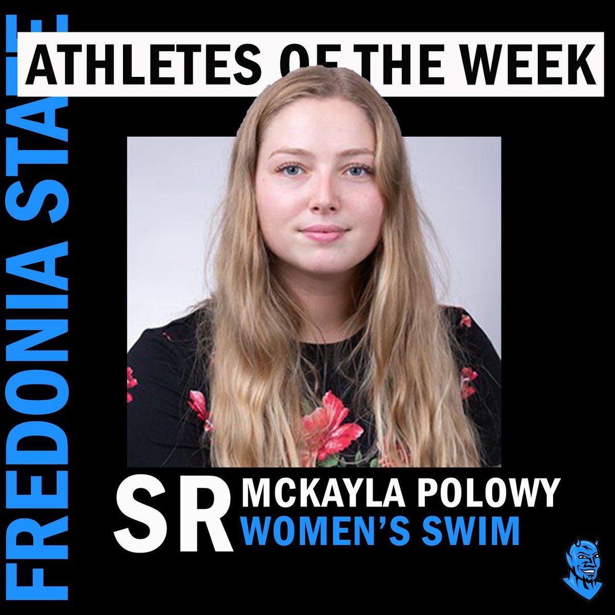 Your Fredonia State Athletes of the Week 🤩 

🔹 Logan Dyck (85 saves over two games including 50 on Friday for <a href="/FredBlueDevsHky/">Fredonia Mens Ice Hockey</a>)
🔹 McKayla Polowy (The senior continued her dominance in the pool with three, 1st place finishes for <a href="/FredSwimDive/">Fredonia Swim & Dive</a>)
